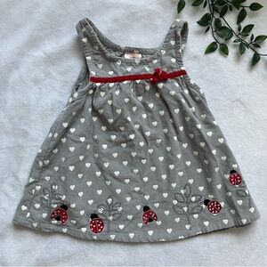 Wonderkids Corduroy Dress 2T Grey Heart & Ladybug Toddler Dress